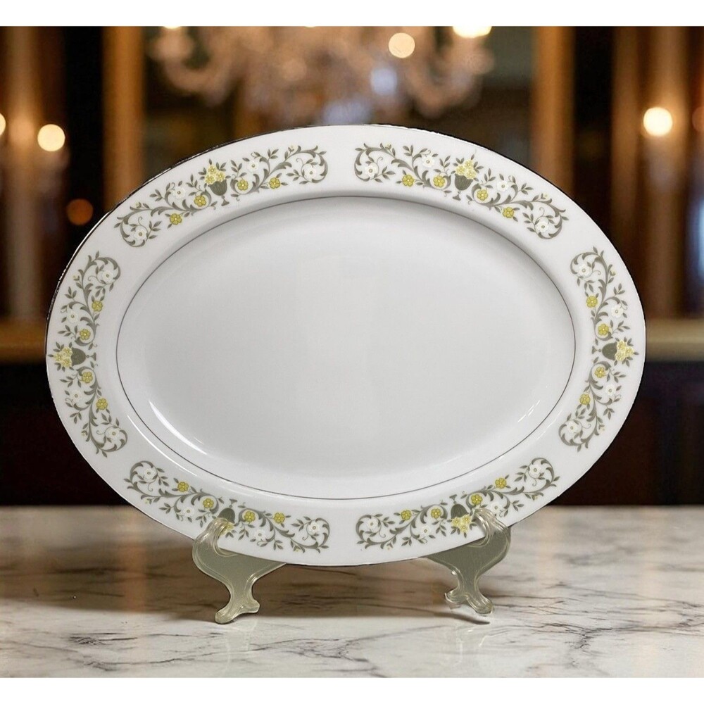 Vintage Sterling Fine China Florentine Japan Oval Serving Platter 14 3/8” Long